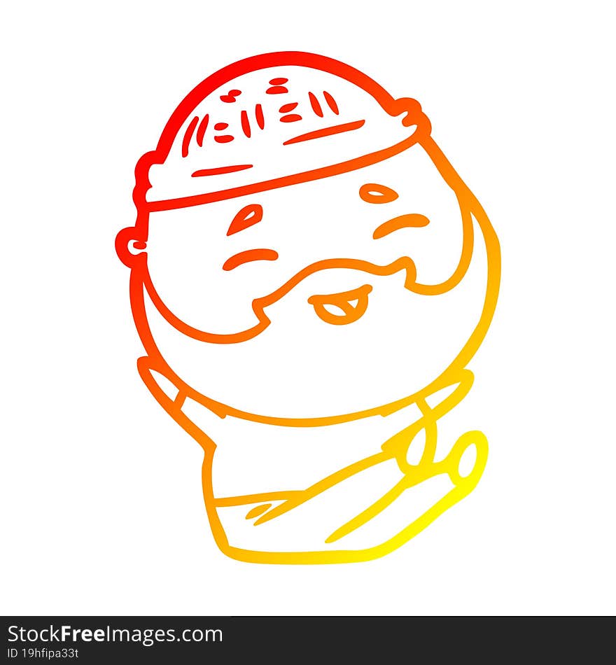 warm gradient line drawing cartoon happy bearded man