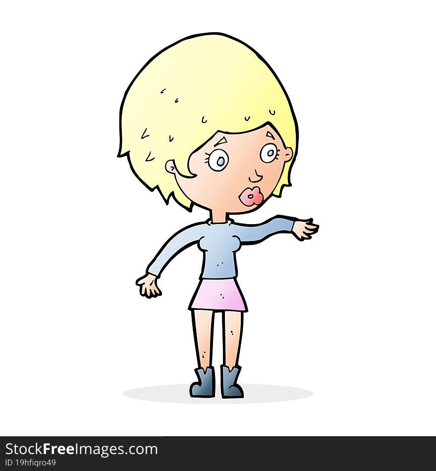 Cartoon Concerned Woman Reaching Out