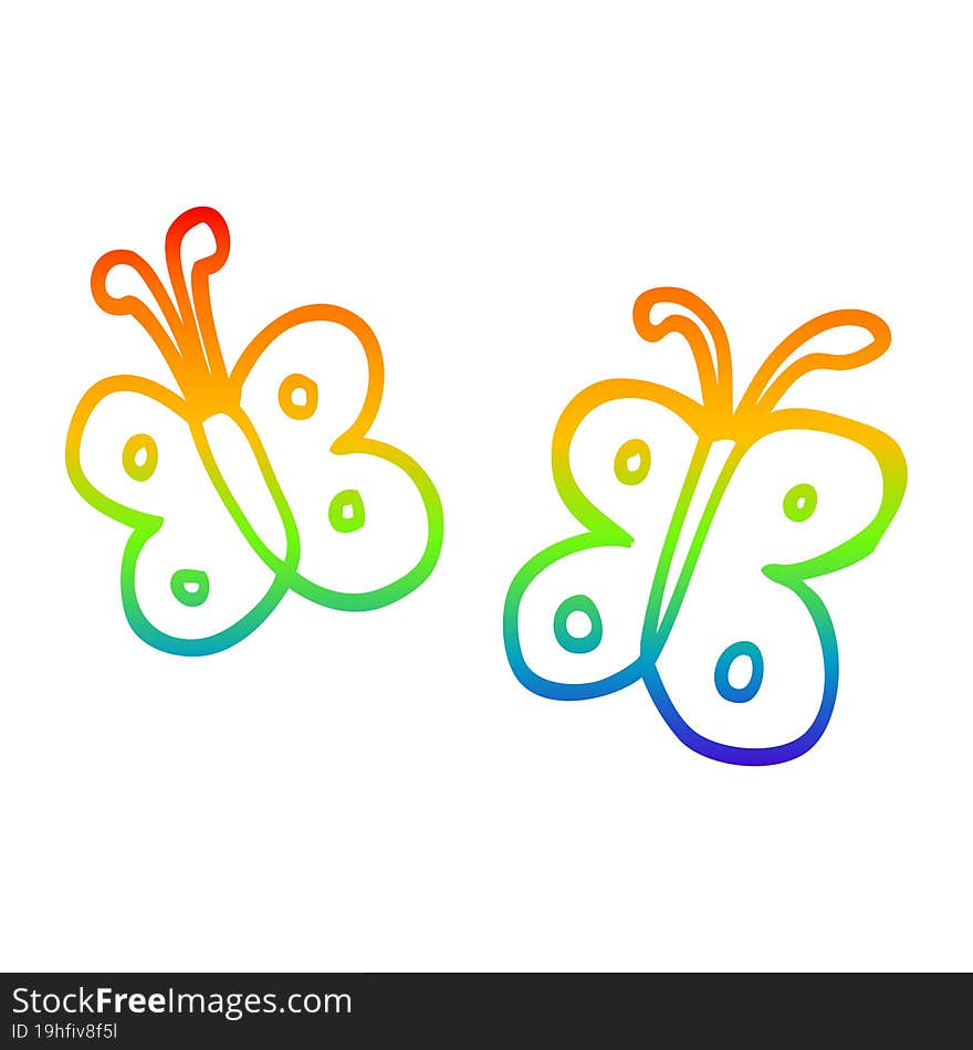 rainbow gradient line drawing cartoon butterfly