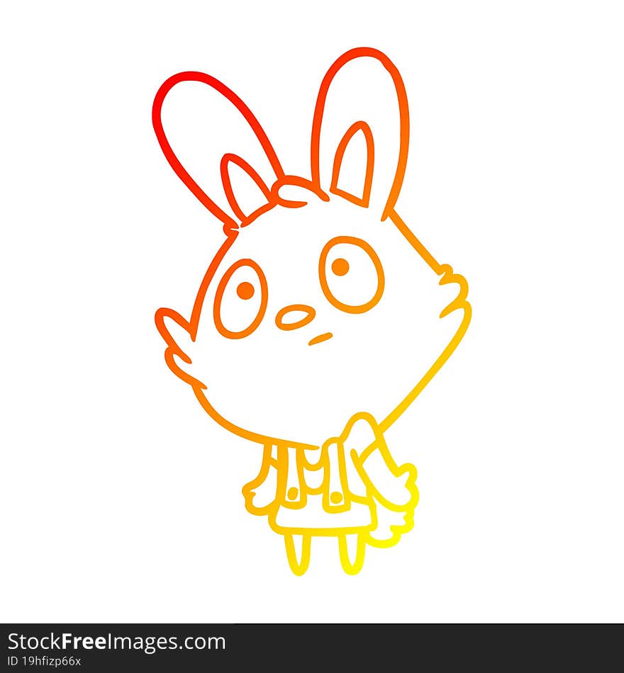 warm gradient line drawing cute rabbit shrugging shoulders