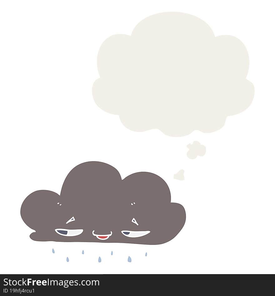 cartoon rain cloud and thought bubble in retro style