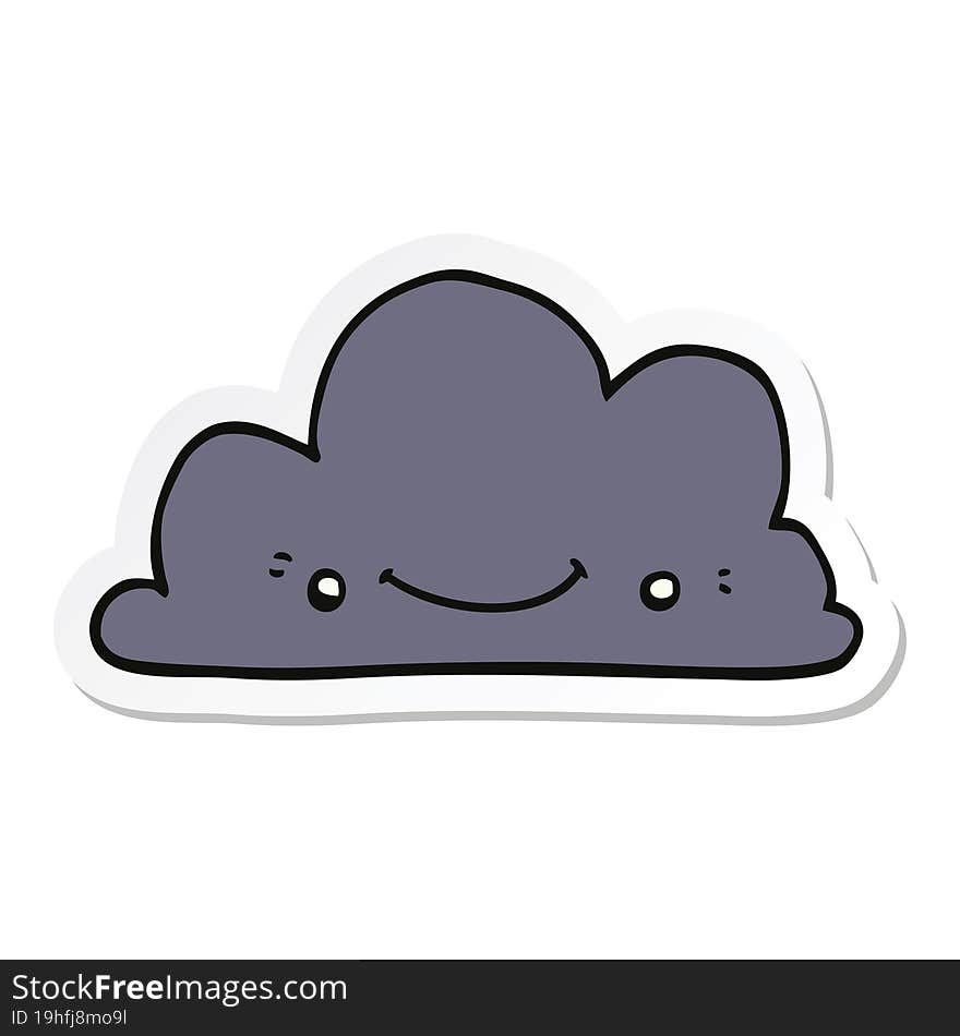 sticker of a cute cartoon cloud