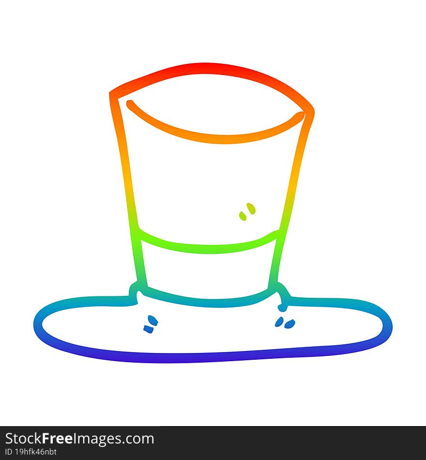 rainbow gradient line drawing of a cartoon top hat