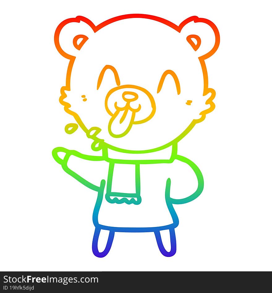 rainbow gradient line drawing rude cartoon bear