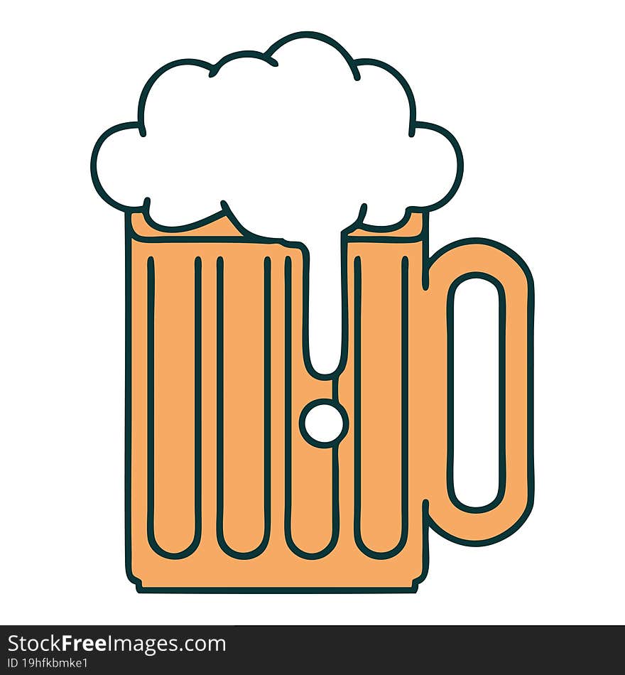 iconic tattoo style image of a beer tankard. iconic tattoo style image of a beer tankard