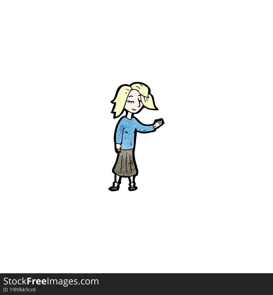 cartoon waving girl