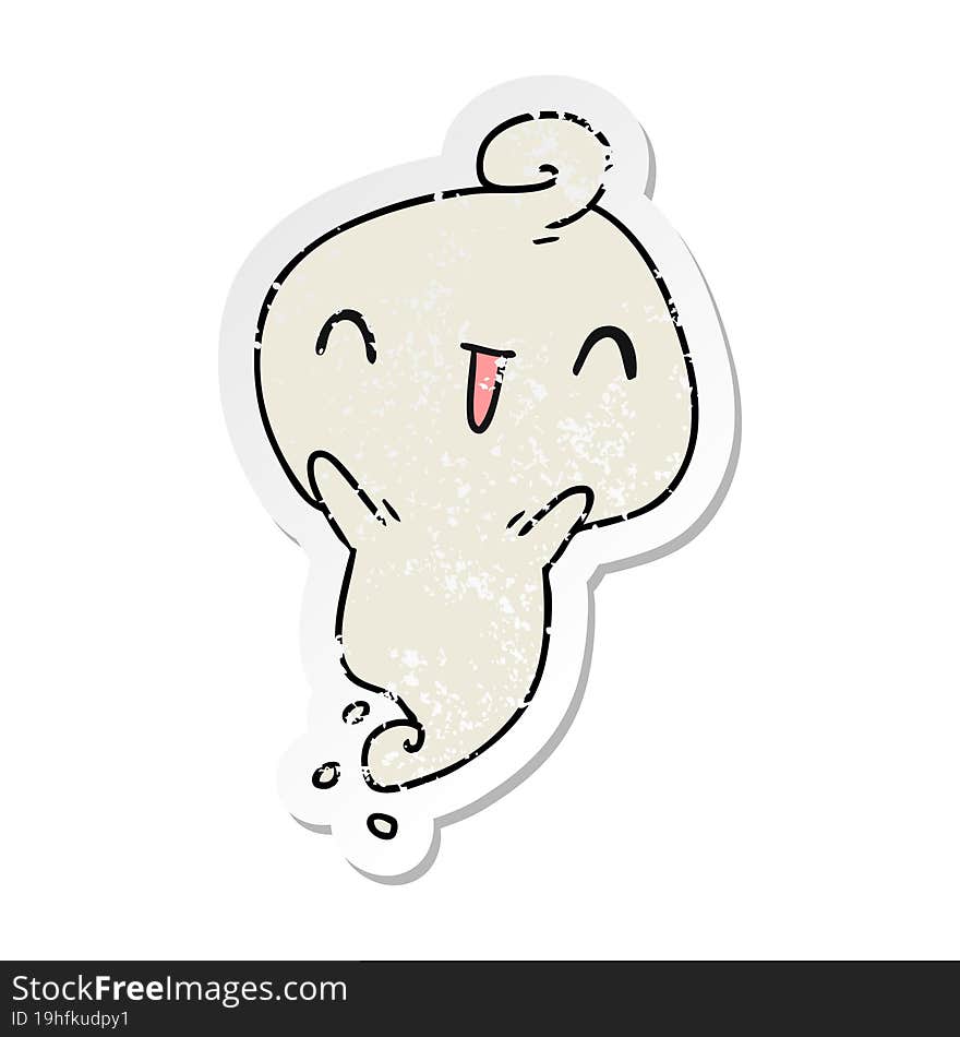 distressed sticker cartoon kawaii cute dead ghost