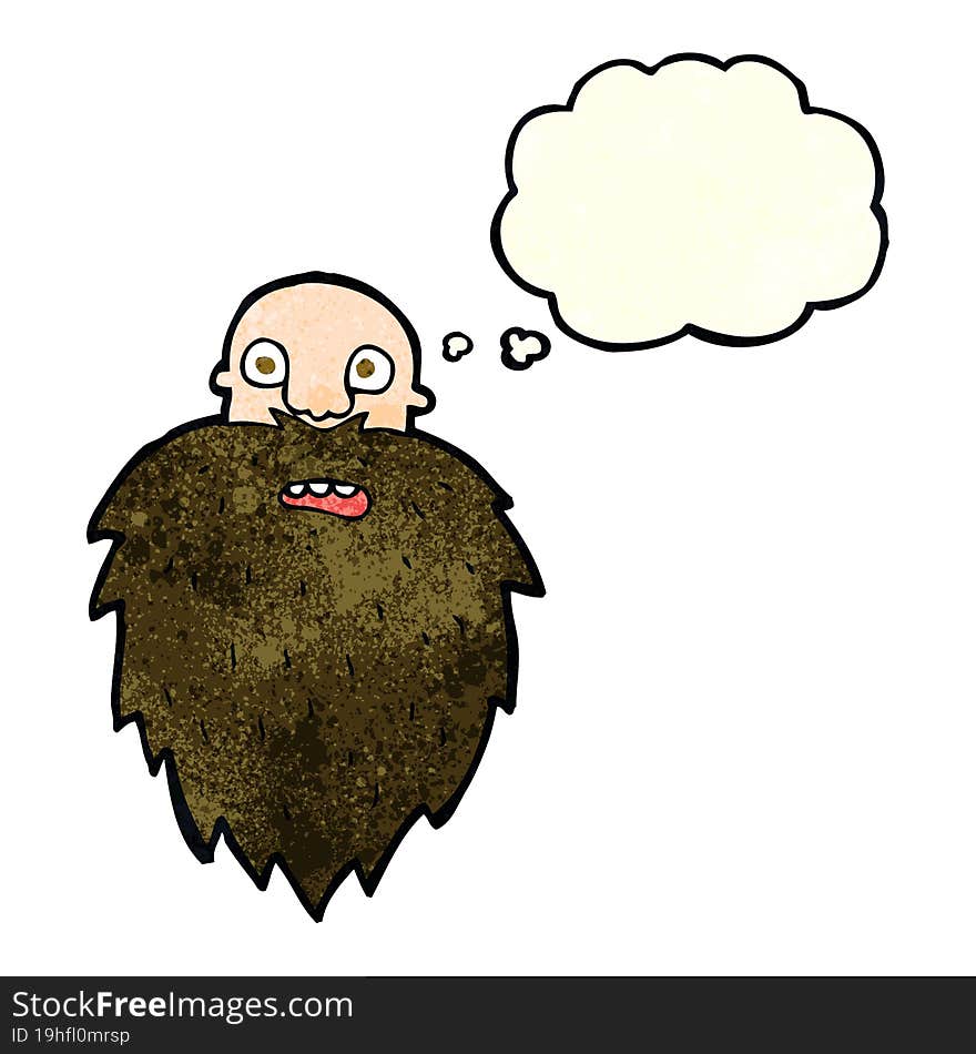 cartoon bearded man with thought bubble