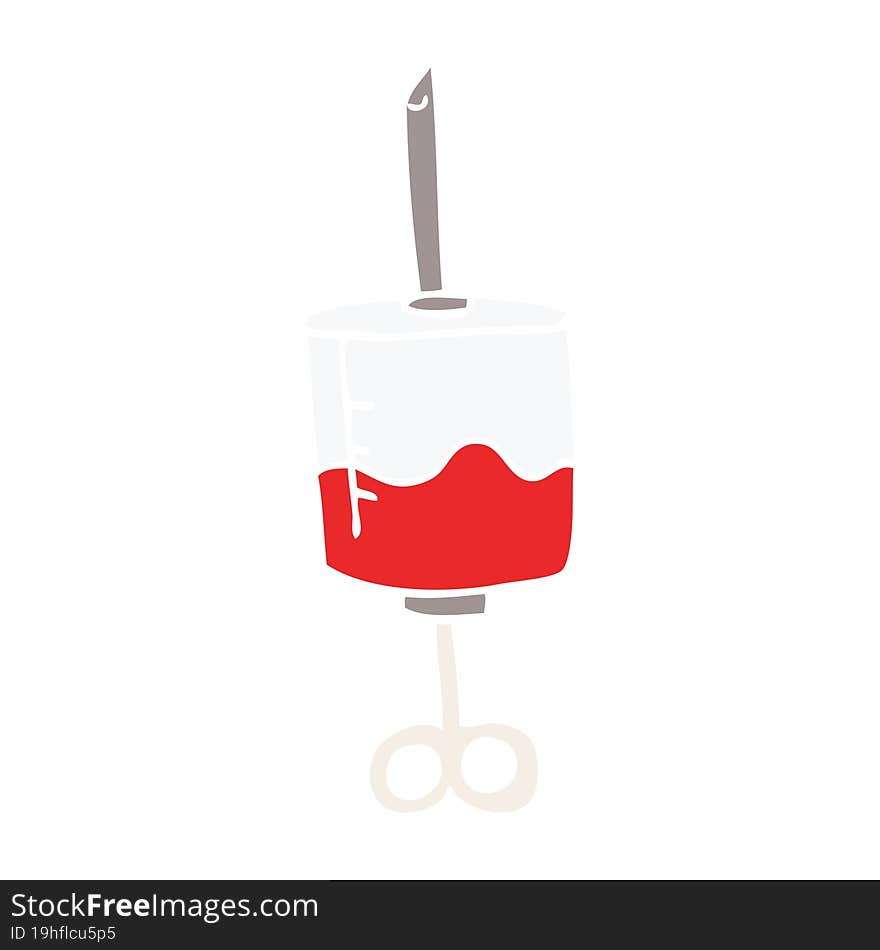 cartoon doodle of blood filled syringe