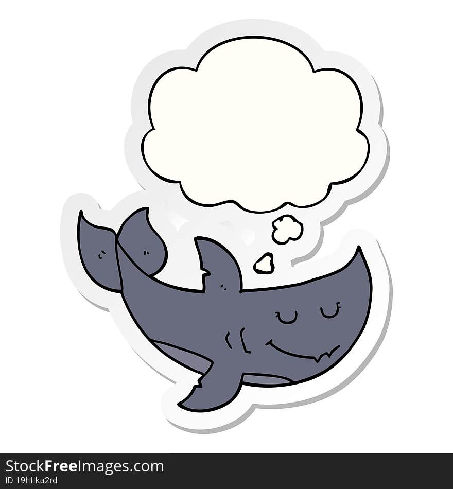 cartoon shark and thought bubble as a printed sticker