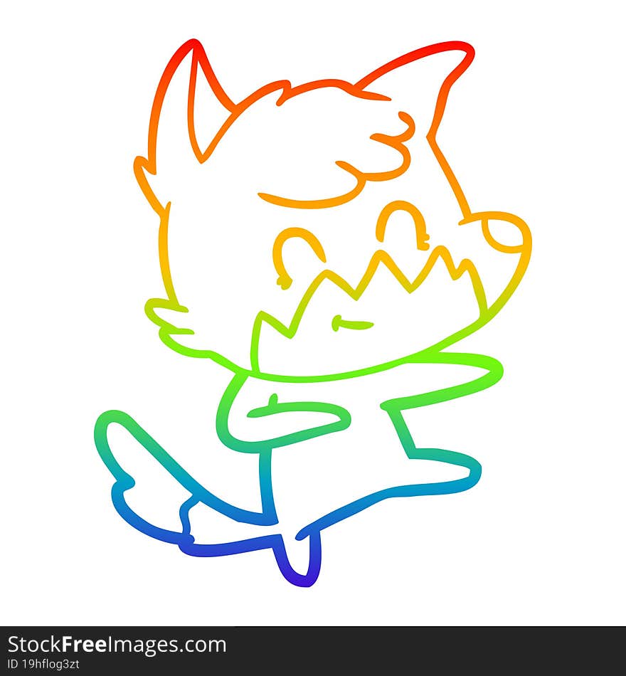 rainbow gradient line drawing cartoon friendly fox