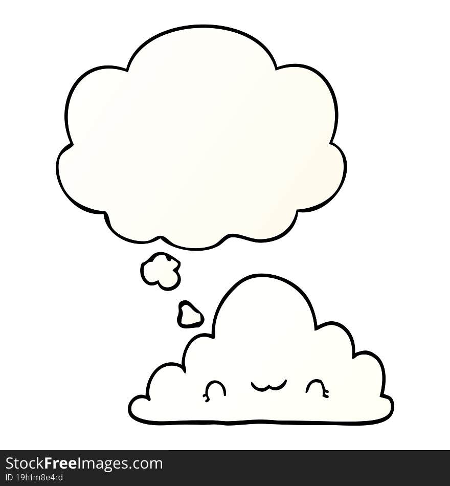 cute cartoon cloud and thought bubble in smooth gradient style