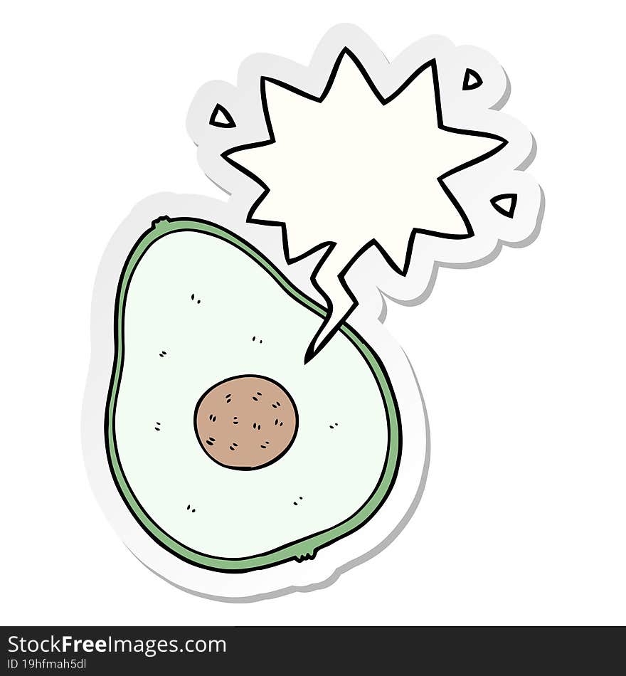 cartoon avocado and speech bubble sticker