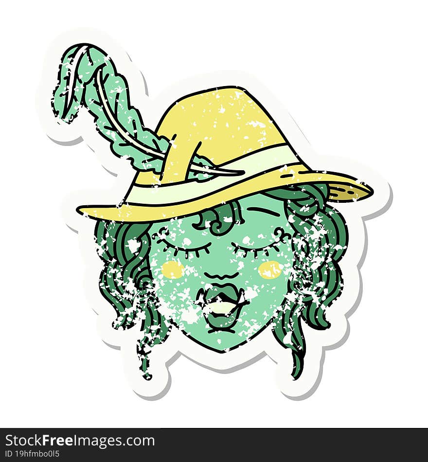 orc bard character  grunge sticker