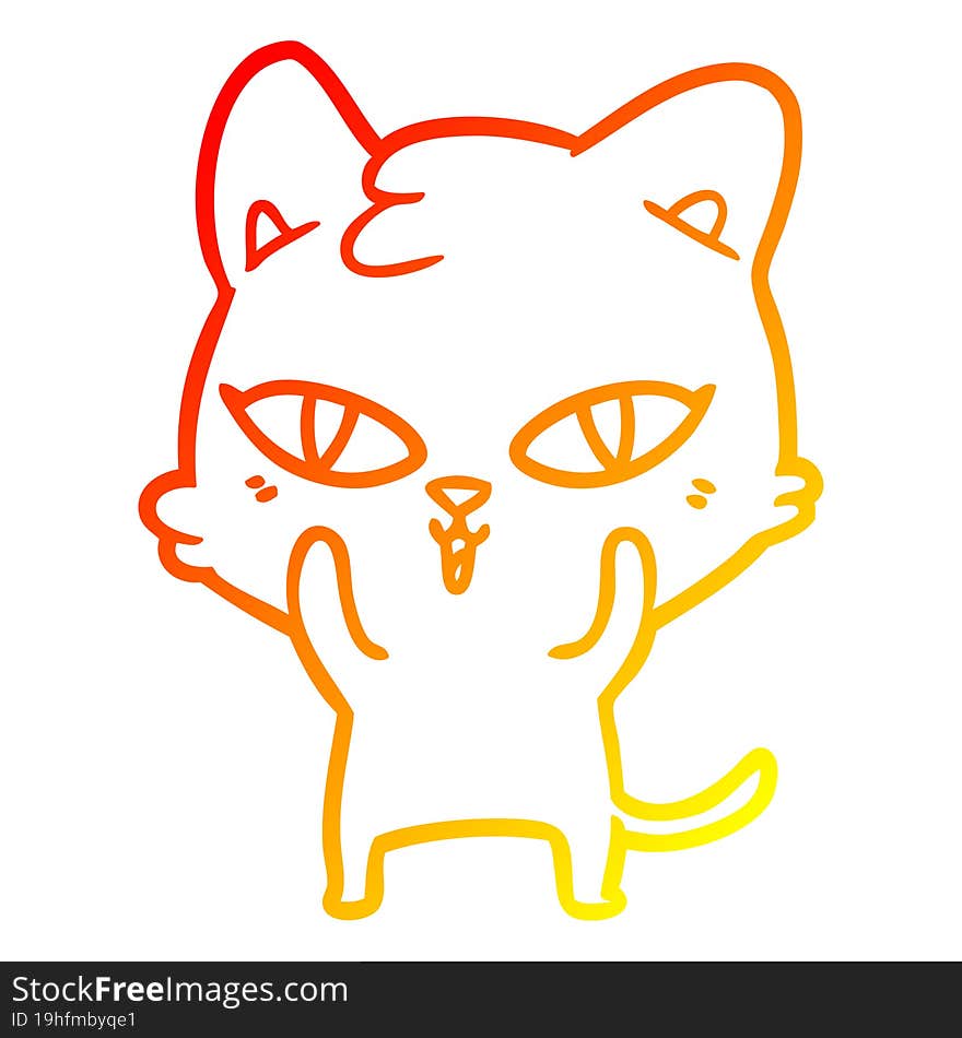 Warm Gradient Line Drawing Cartoon Cat