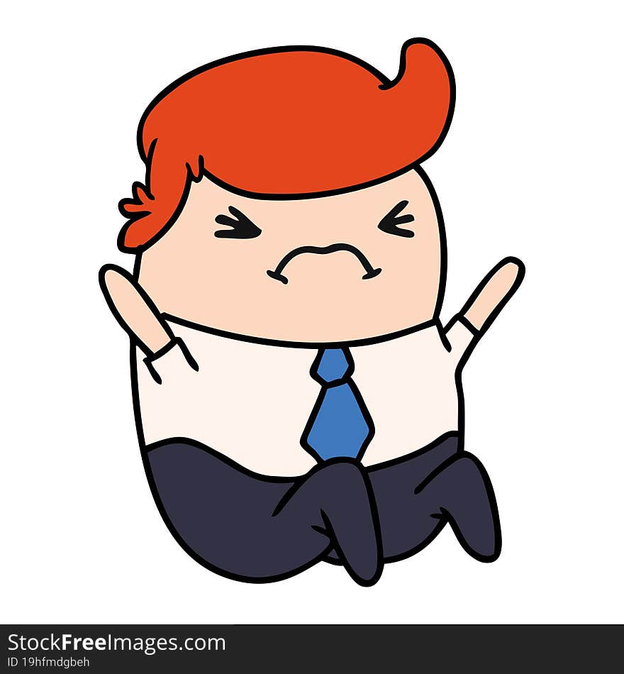 cartoon of an angry kawaii business man