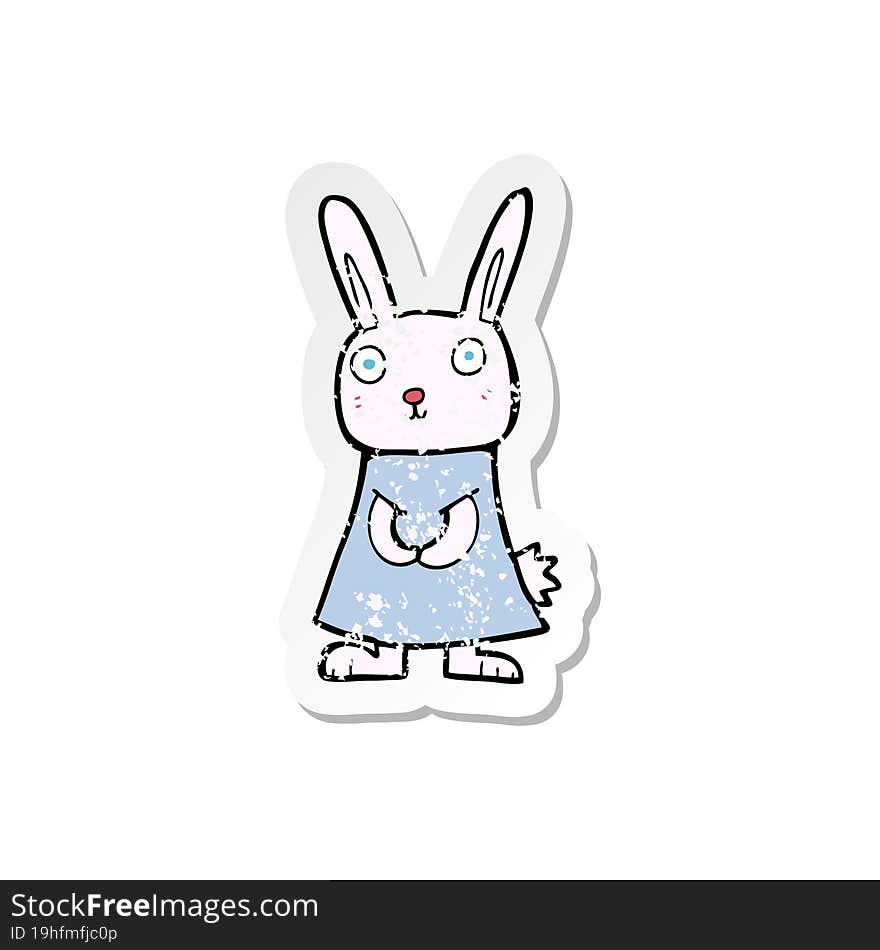 retro distressed sticker of a cartoon rabbit