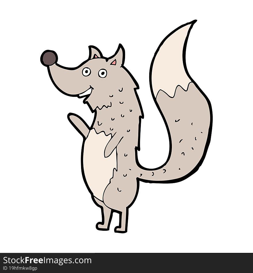 cartoon waving wolf