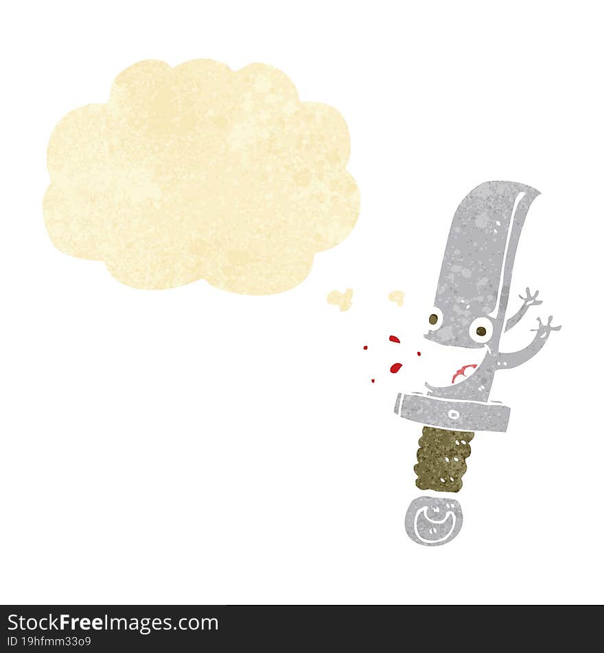 crazy knife cartoon character with thought bubble