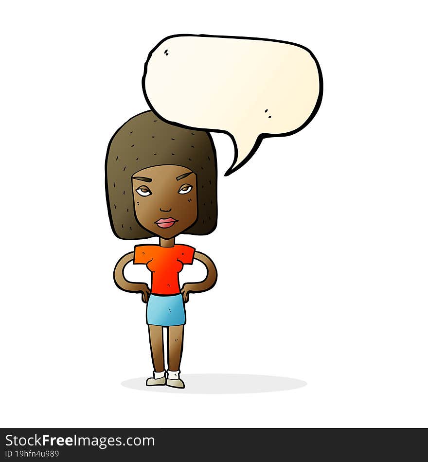 Cartoon Annoyed Woman With Speech Bubble