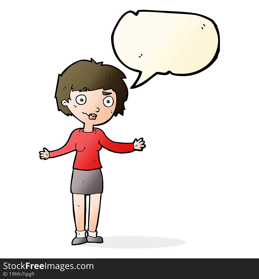 cartoon confused woman with speech bubble