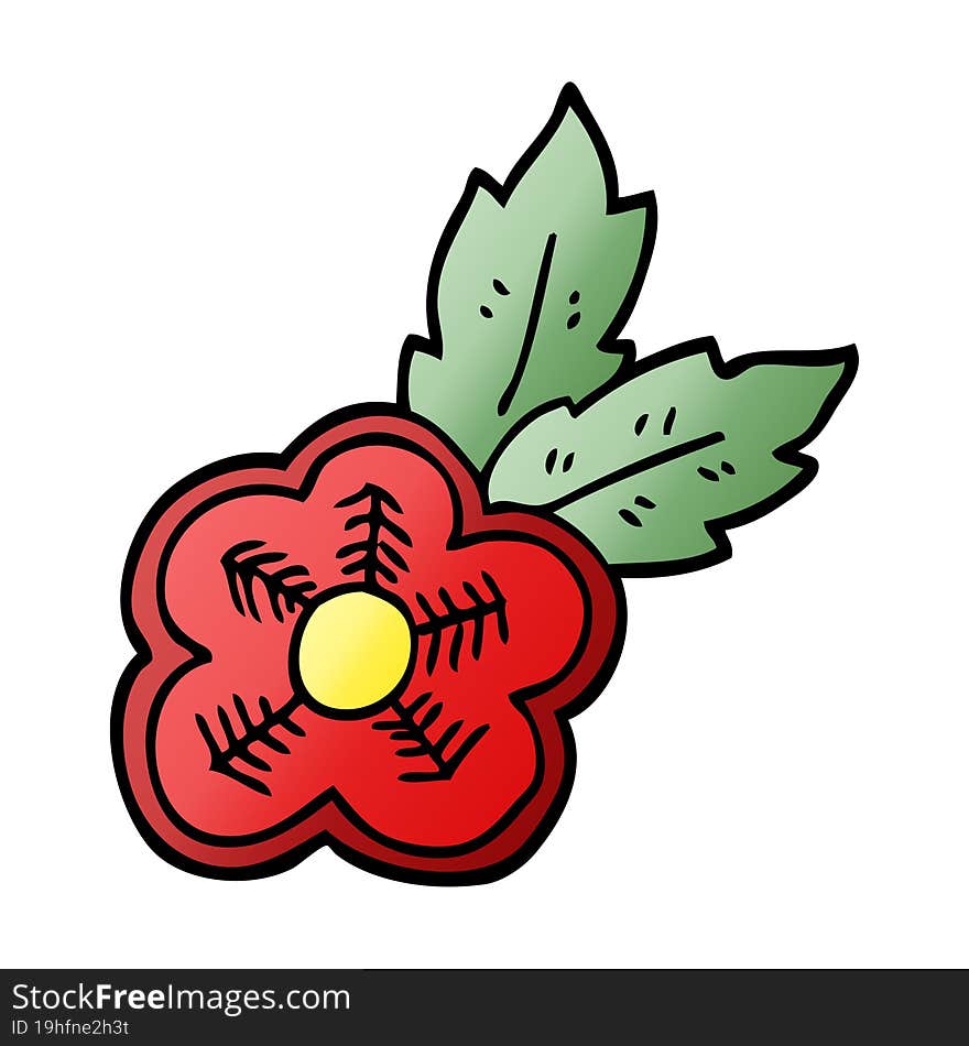 Cartoon Doodle Rose Tattoo Symbol