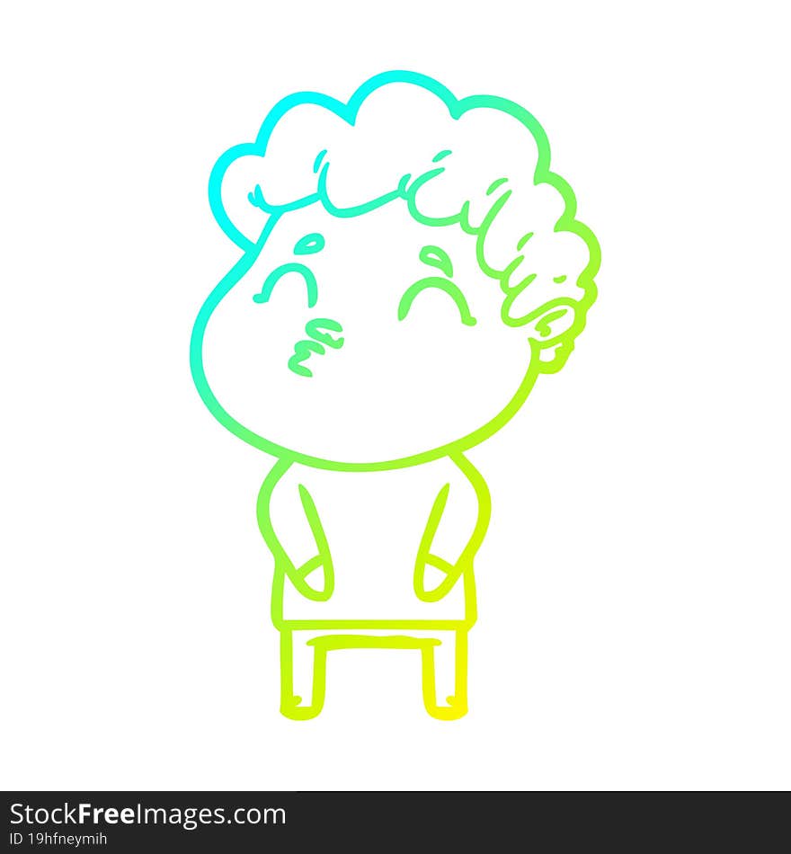 cold gradient line drawing cartoon man pouting