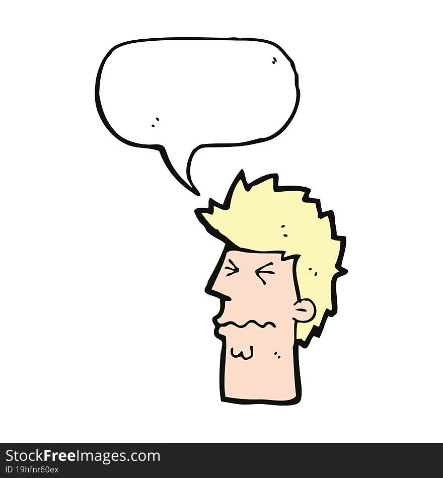 cartoon stressed out face with speech bubble