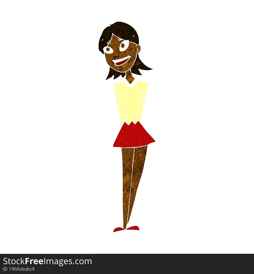 cartoon happy woman