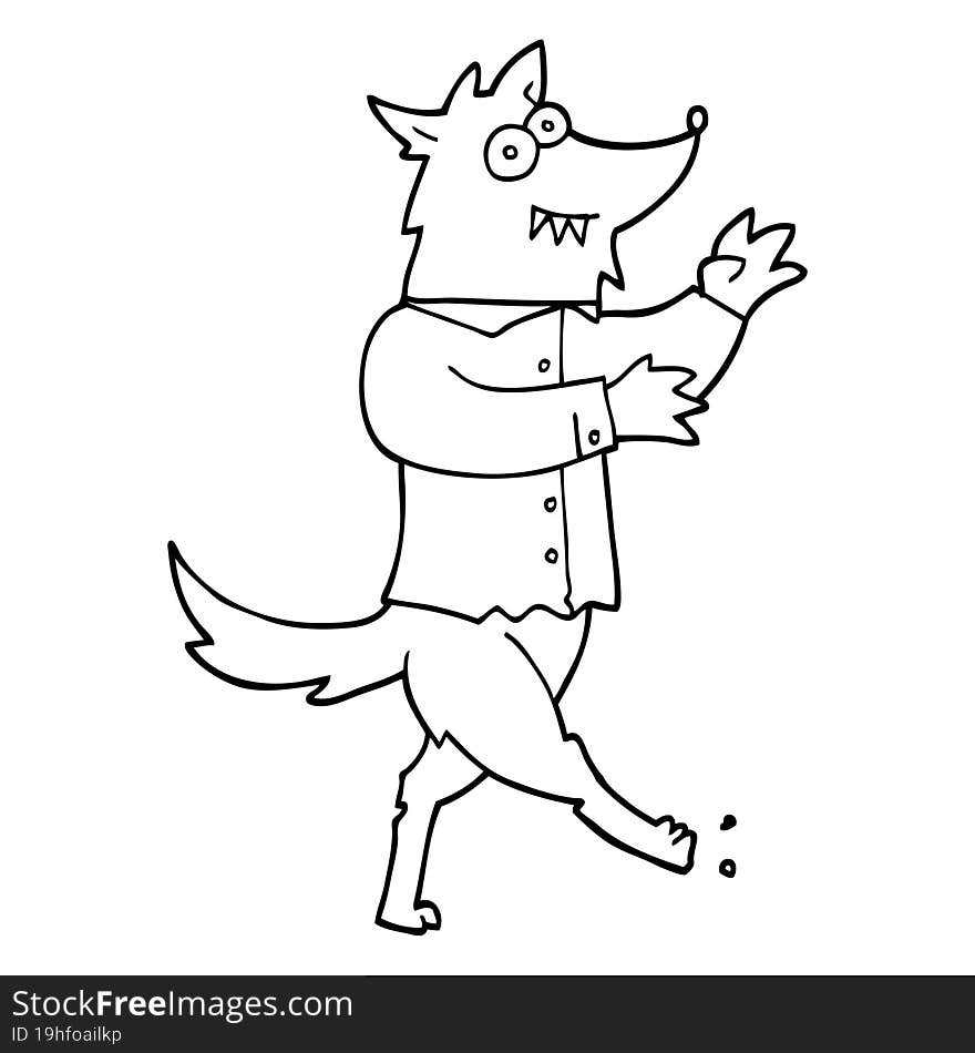 Black And White Cartoon Werewolf