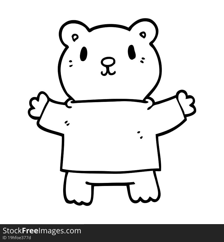 line drawing cartoon teddy bear