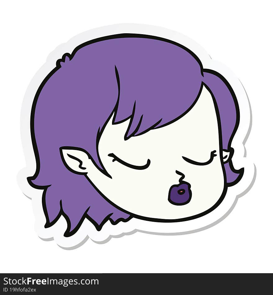 Sticker Of A Cartoon Vampire Girl Face