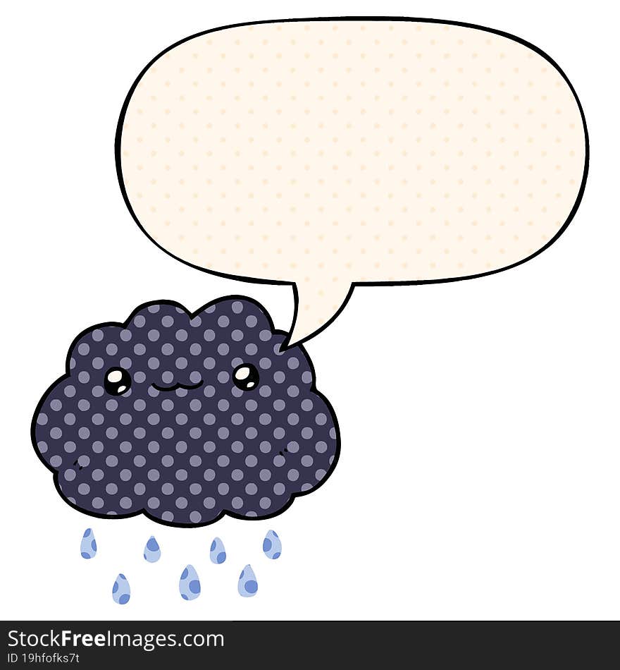 cartoon cloud and speech bubble in comic book style