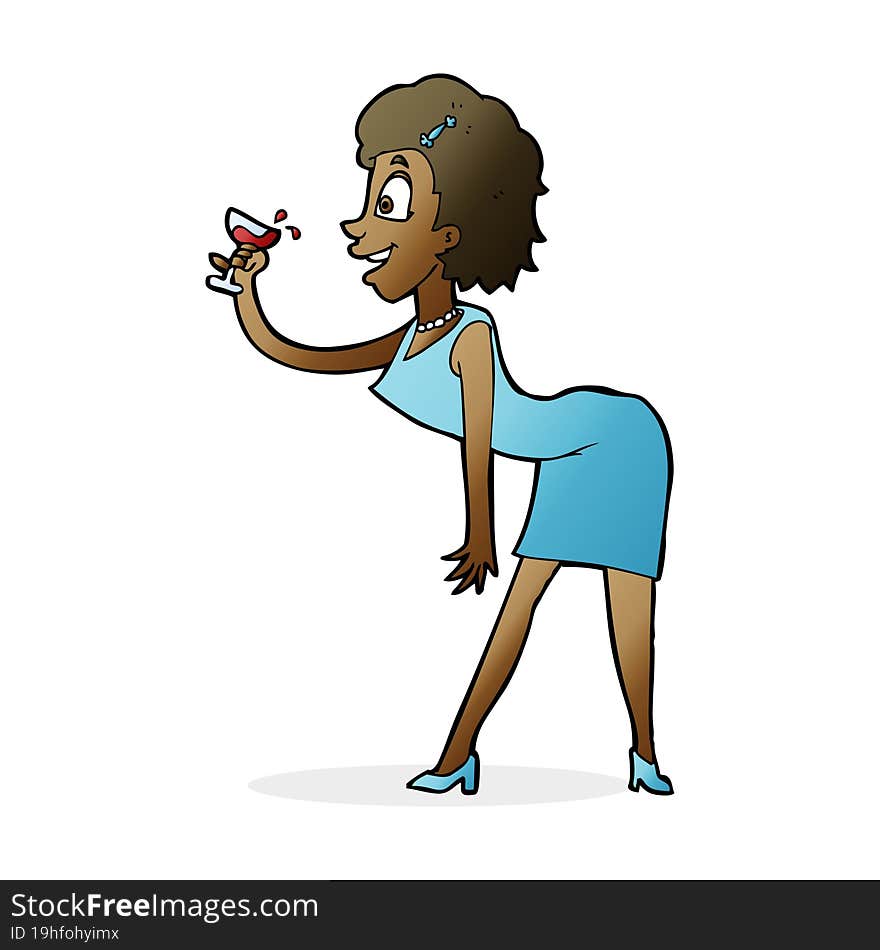 cartoon woman with drink