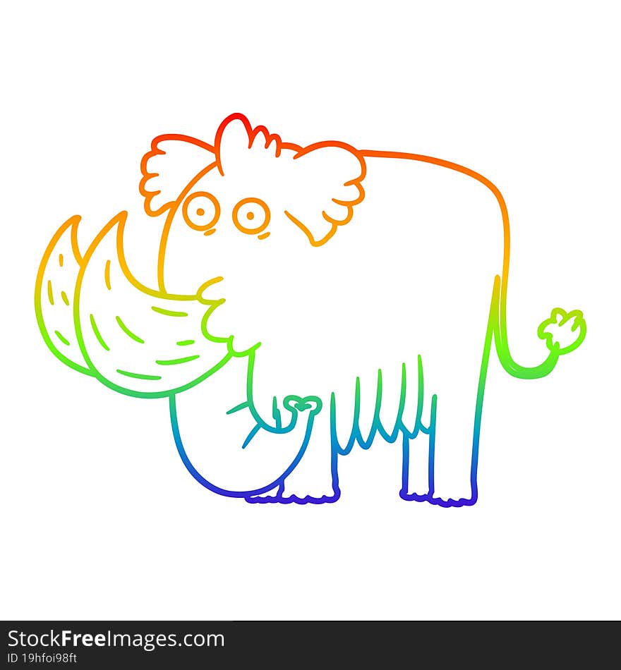 Rainbow Gradient Line Drawing Cartoon Mammoth