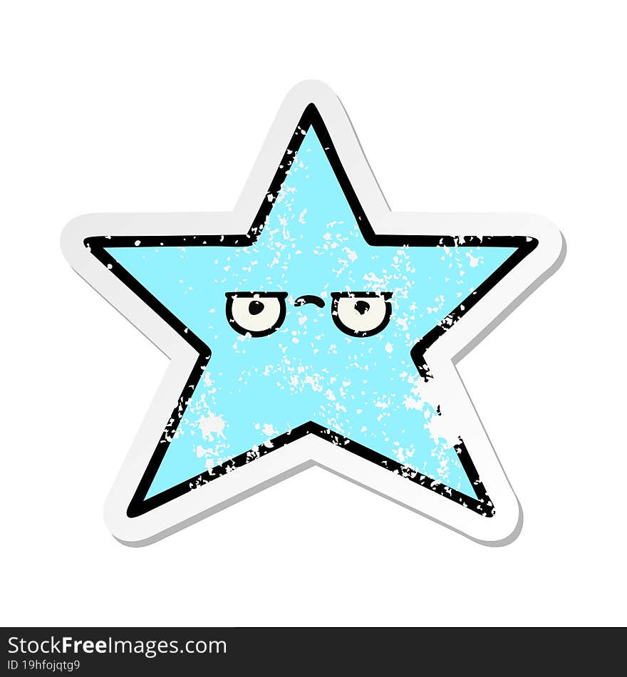 Distressed Sticker Of A Cute Cartoon Star Fish