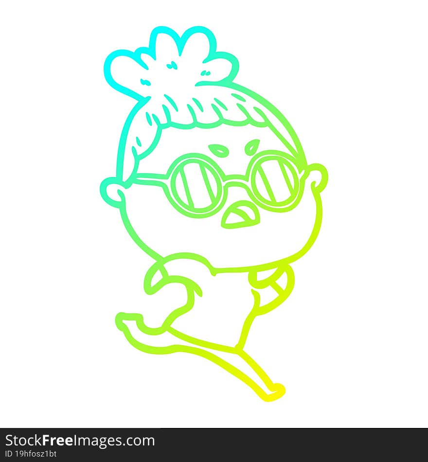 cold gradient line drawing cartoon annoyed woman