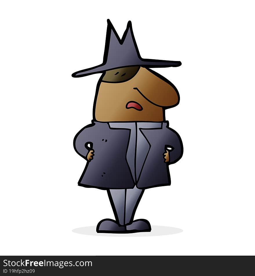 cartoon man in coat and hat