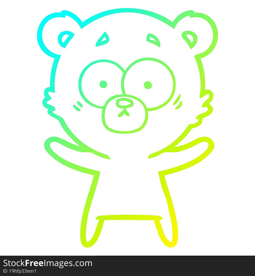 Cold Gradient Line Drawing Surprised Bear Cartoon