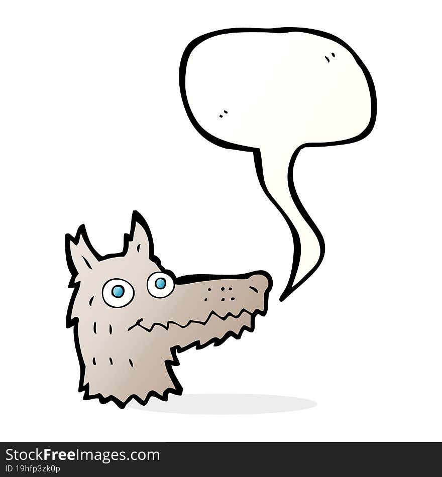 cartoon wolf head with speech bubble