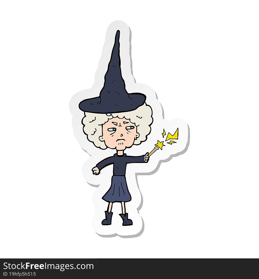 sticker of a cartoon halloween witch