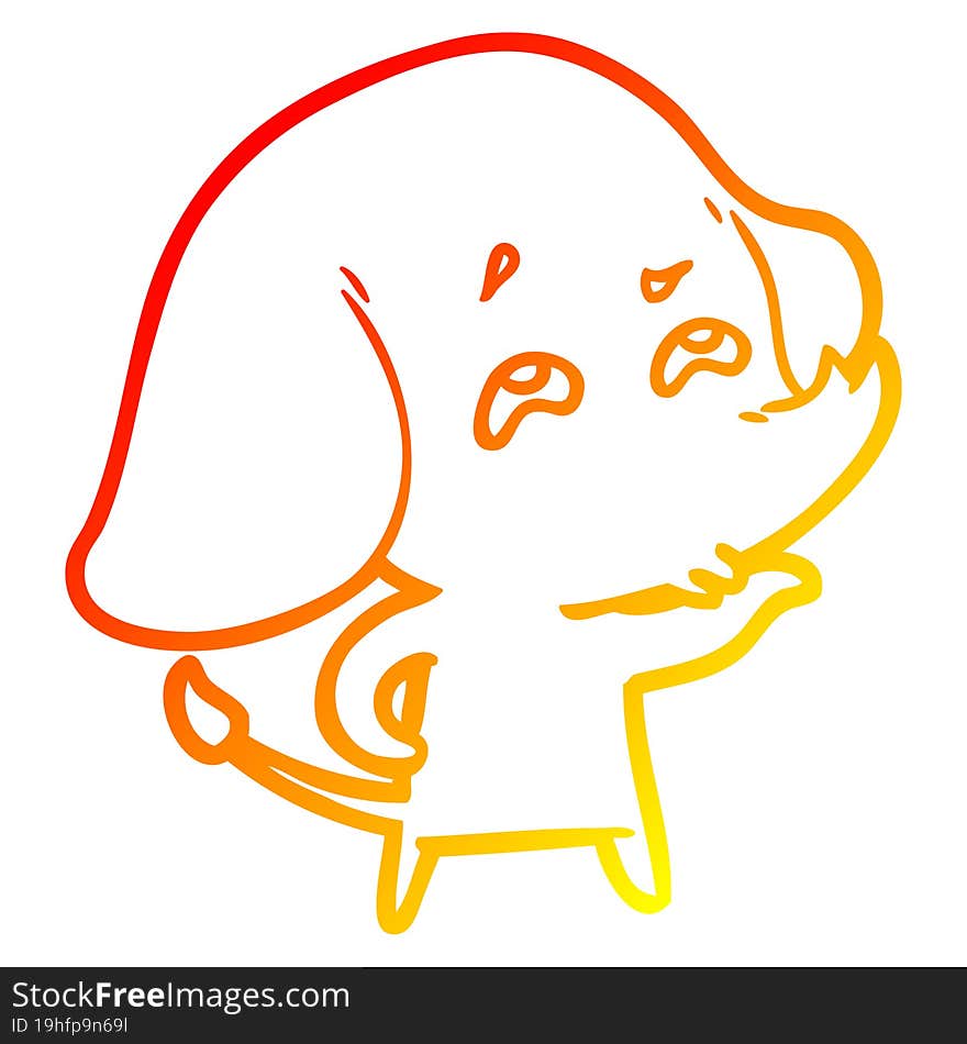 warm gradient line drawing cartoon elephant remembering