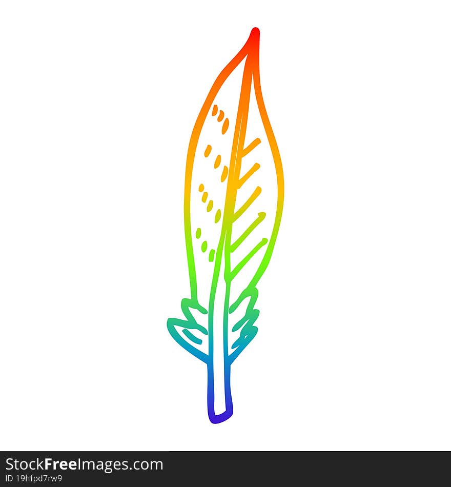 rainbow gradient line drawing cartoon golden feather