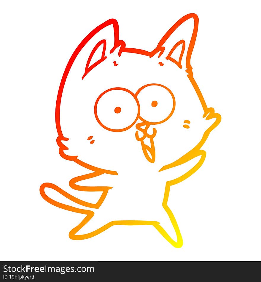 warm gradient line drawing funny cartoon cat