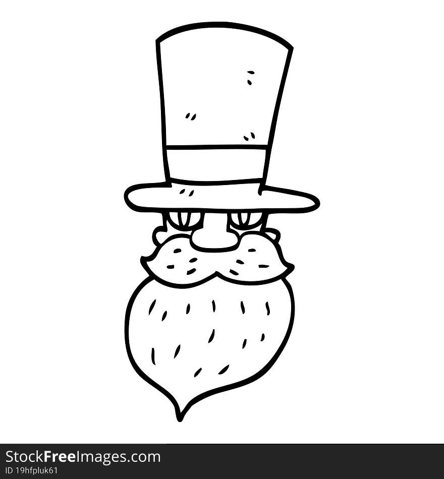 line drawing cartoon man in top hat