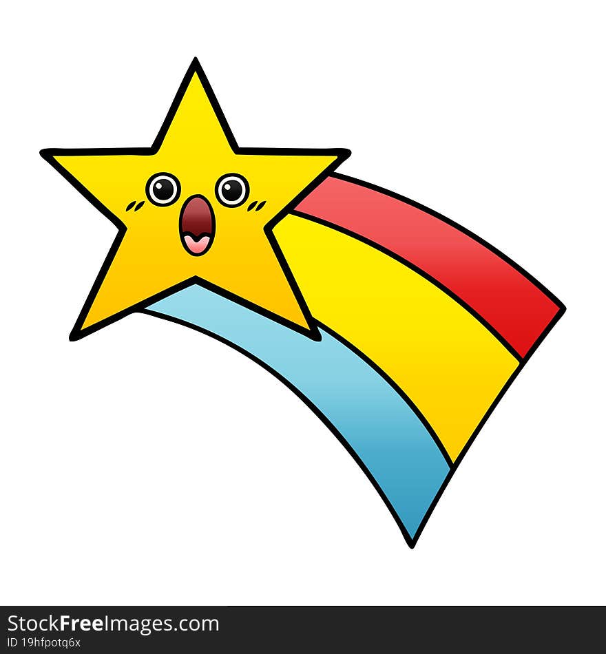 gradient shaded cartoon shooting rainbow star