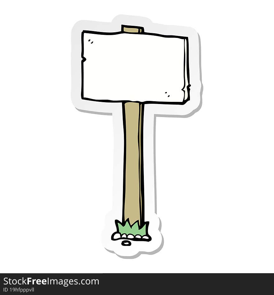 sticker of a cartoon signpost