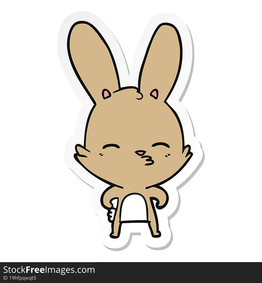 sticker of a curious bunny cartoon