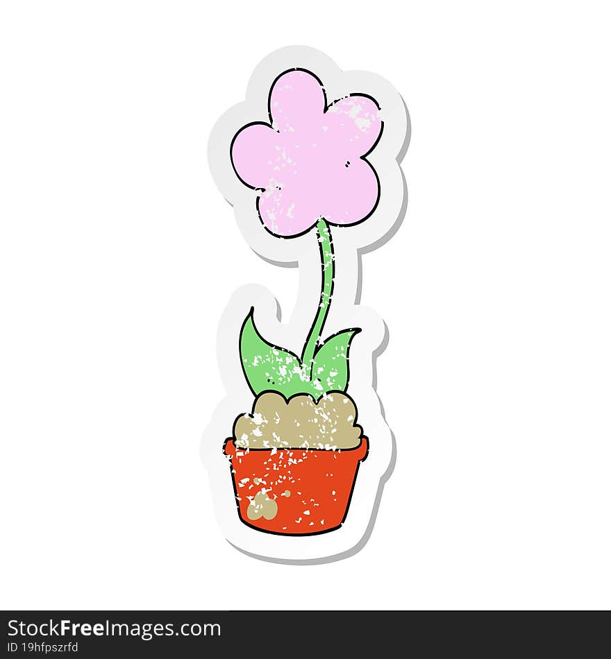 Distressed Sticker Of A Cute Cartoon Flower