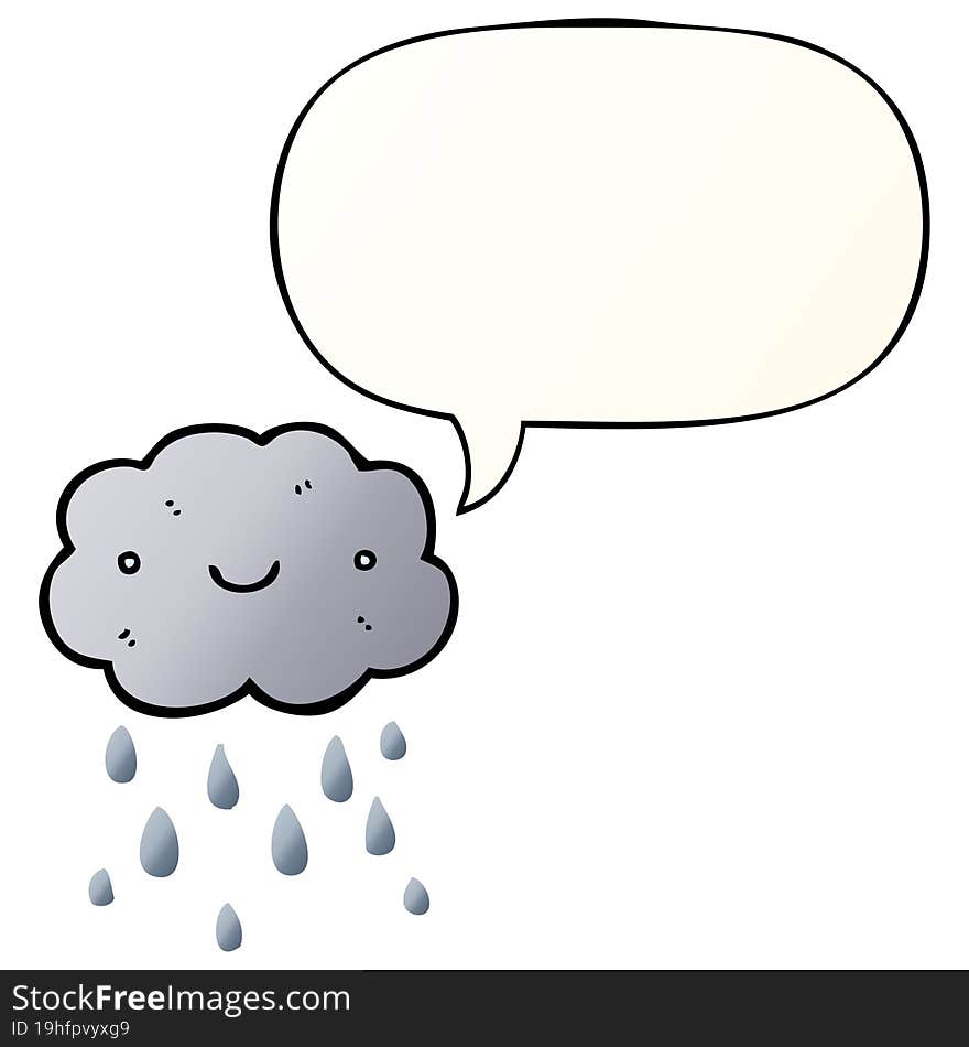 cute cartoon cloud and speech bubble in smooth gradient style